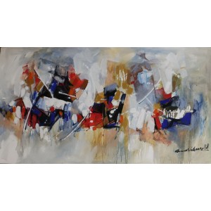 Mashkoor Raza, 24 x 48 Inch, Oil on Canvas, Abstract Painting, AC-MR-168